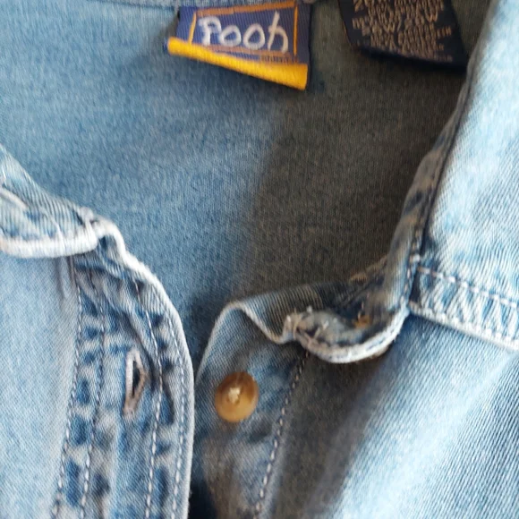 Rare Vtg. Disney Denim Button Up Winnie The Pooh Long Sleeve Shirt SZ 26/28 - Picture 13 of 15